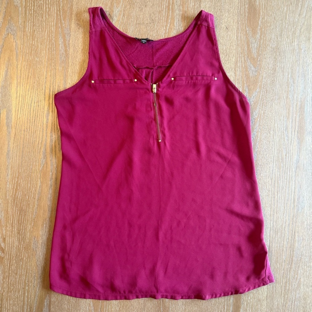 Express Burgundy Tank Top with Zipper Detail